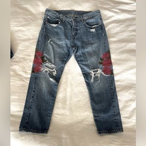 Levi’s floral embroidered ankle relaxed jeans